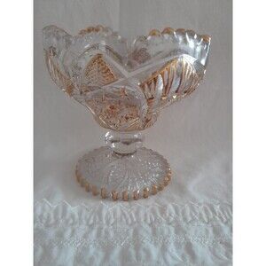 Imperial Nucut Glass Whirling Star Pedestal Jam Jelly Dish